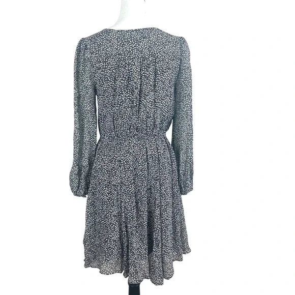 Anthropologie Floral Print Dress Long Sleeve‎ Mini Dress Black Gray S - Picture 4 of 12